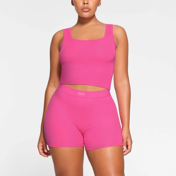SKIMS Cotton Rib Tank | Bright Pink | Size M - Picture 2 of 9